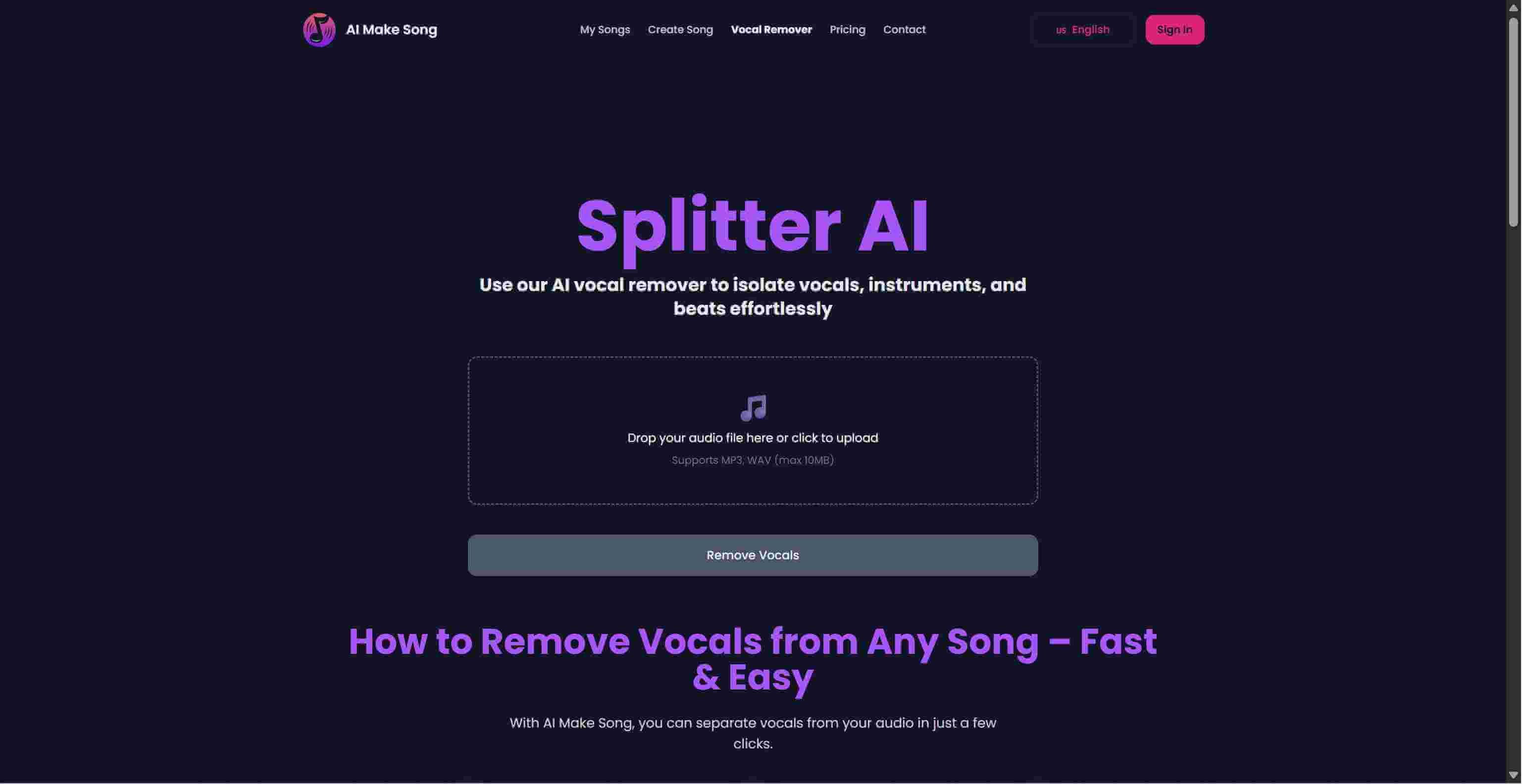 AI Vocal Remover